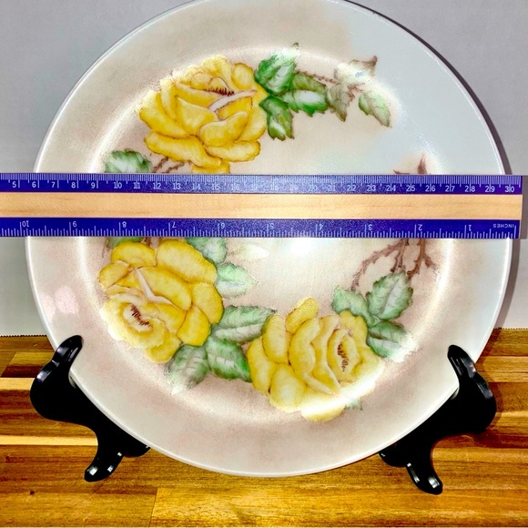 Vintage Arzberg Hand Painted 1956 Yellow Roses 10” Plate Artist Signed Floral - Picture 2 of 5